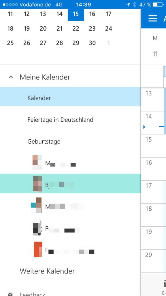 Kurztipp: freigegebene Kalender in der OWA App anzeigen