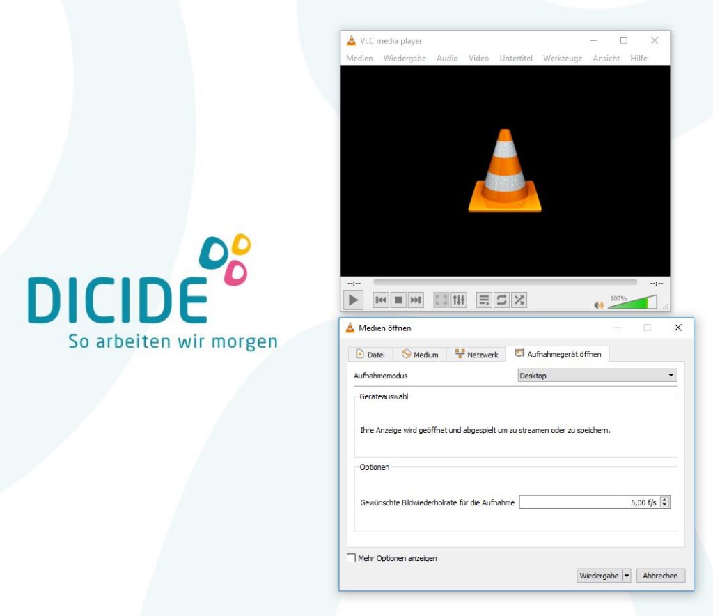 Bildschirmvideo mit dem VLC player