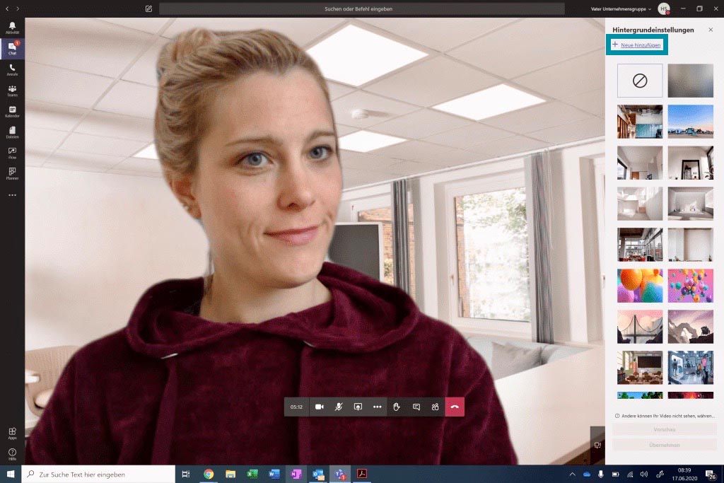 Neuen Hintergrund in Microsoft Team hinzufügen