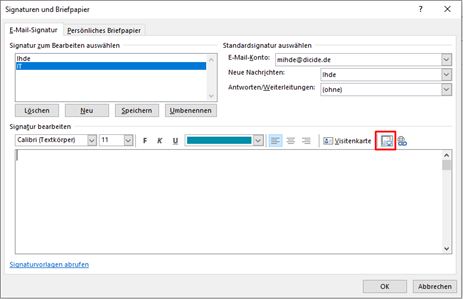 Bild in Outlook Signatur einfügen