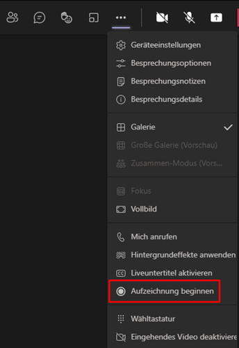 Aufzeichnung beginnen
