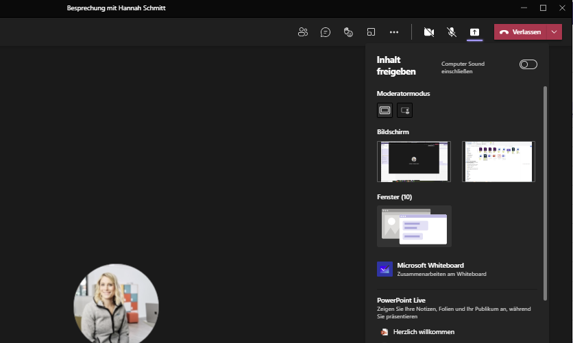 Teilen in Microsoft Teams