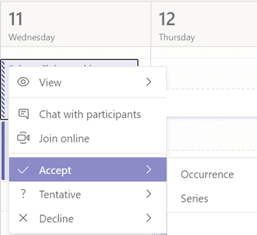 Choose your own status for a meeting