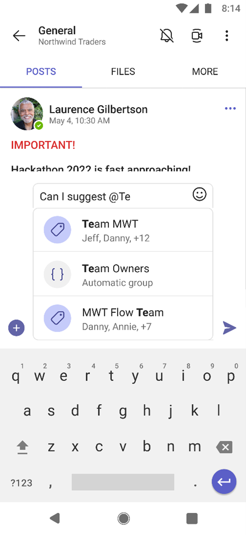Automatic groupings available in Tea
