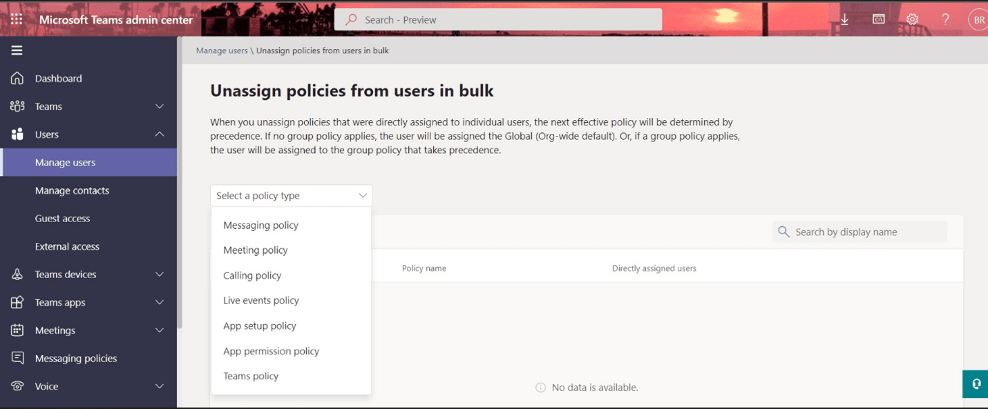 Bulk removal for individual policy assignments