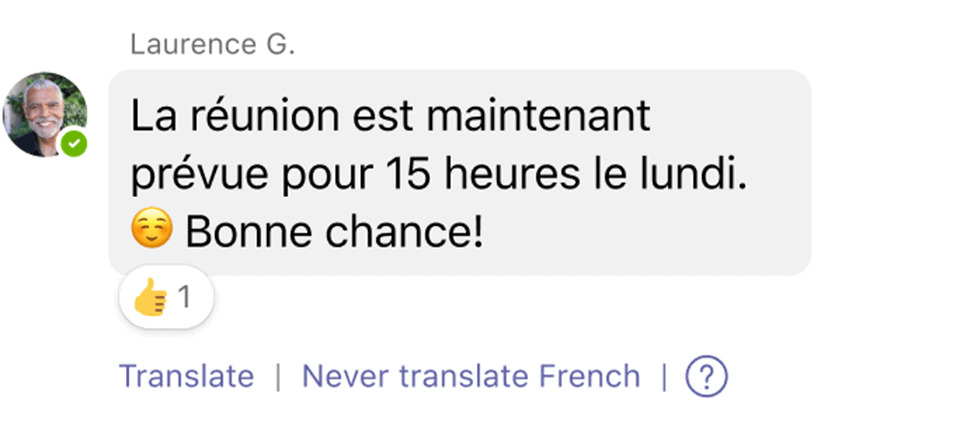 Intelligent chat message translation in Teams for iO