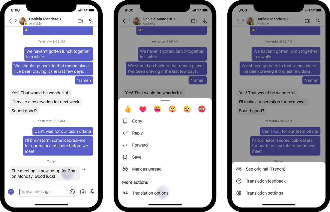 Intelligent chat message translation mobile